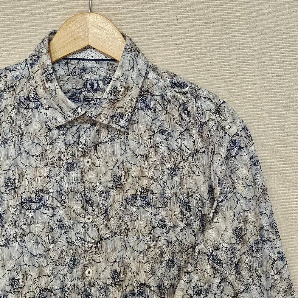 Bugatchi Floral Print Shaped Fit Button Down L